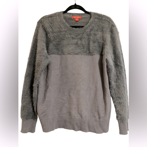 Joe Fresh Grey Gray Sweater Size XL Fluffy Faux Fur Top Soft Two Toned - Picture 1 of 9